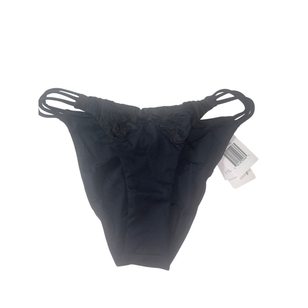 L Space Claude Bottom Classic BLACK‎ Floral Accent Bikini Bottoms String Side S